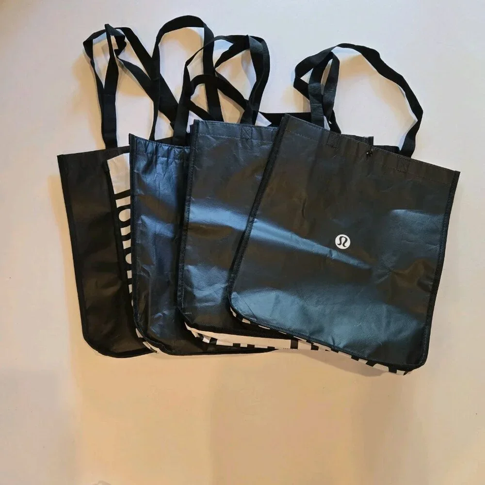 Lot Of 7‎ Lululemon Large Tote 5 Black 2 White 1 Be All In Black White 14x16x6